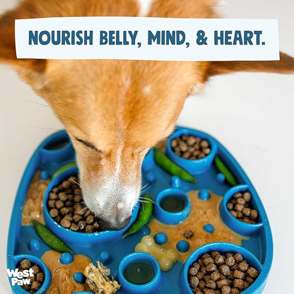 West Paw Seaflex Bubbles Feast Mat – All-in-One, Slow Feeder, Lick Mat – Encourages Foraging & Food Exploration - Engages Picky Eaters & Slow Feeding - Versatile – Easy to Clean, Non-Toxic -Periwinkle