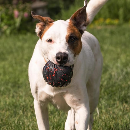 Chew King Supreme Durable Rubber Dog Ball for Aggressive Chewers, Treat-Dispensing Heavy-Duty Chew Toy with Safety Air Vent, Interactive Dog Toy for Training & Enrichment, Large 4" Fetch Ball