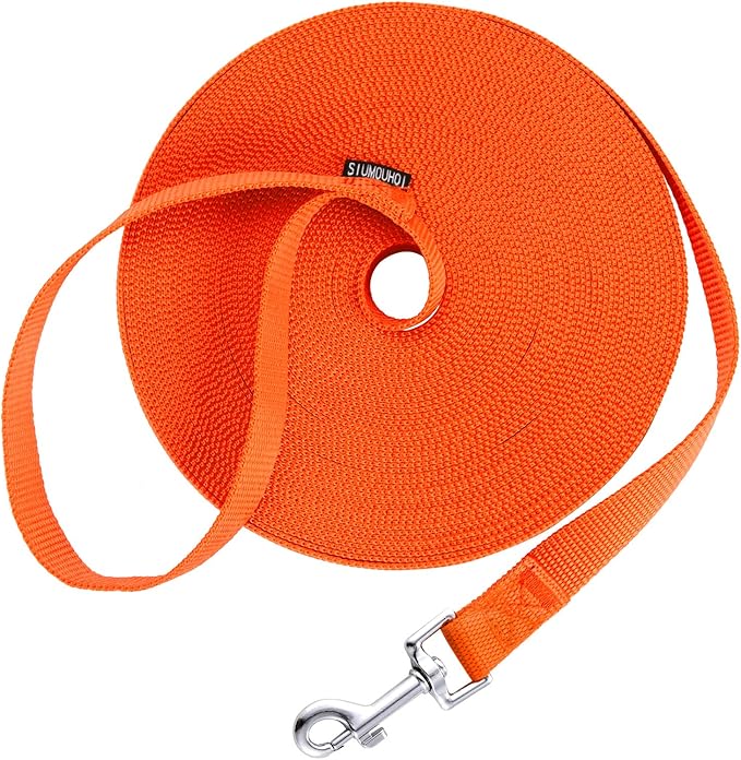 Siumouhoi Dog/Puppy Obedience Recall Training Agility Lead - 15ft 20ft 30ft 40ft 50ft Training Leash - Great for Play, Camping, or Backyard - Orange 40ft (40Feet, Orange)