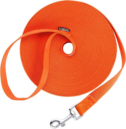 Siumouhoi Dog/Puppy Obedience Recall Training Agility Lead - 15ft 20ft 30ft 40ft 50ft Training Leash - Great for Play, Camping, or Backyard - Orange 30ft (30Feet, Orange)