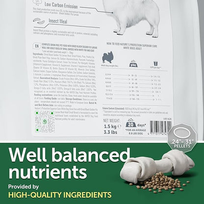 Nature's Protection Hypoallergenic Small Breed Dry Dog Food - High Protein, Grain Free Tear Stain Formula - Dog Kibble for Sensitive Stomachs for Adult Light Fur Dogs (Superior Care - Insect, 3.3 lb)