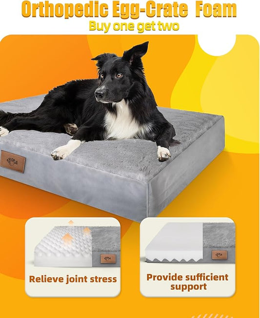 Sytopia Washable Orthopedic Dog Beds, Chew Proof Dog Crate Pad, Orthopedic Tough Washable 42" Pet Mats for Large Pets, Waterproof and Anti-Slip Bottom – XL
