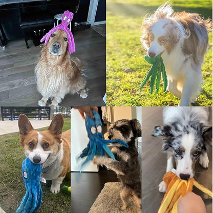 HGB Squeaky Dog Toys - Octopus No Stuffing Crinkle Plush Large Dog Toys to Keep Them Busy, Interactive Puppy Teething Chewing Pet Supplies for Chewer, Small, Medium, Large Breeds, 2 Pack