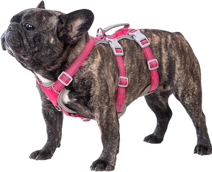 Huntboo Escape Proof Dog Harness, Escape Artist Harness, Reflective Harness with Padded Handle, Breathable, Durable, Adjustable Vest for Medium Dogs Walking, Training, and Running Gear (Rose red, M)
