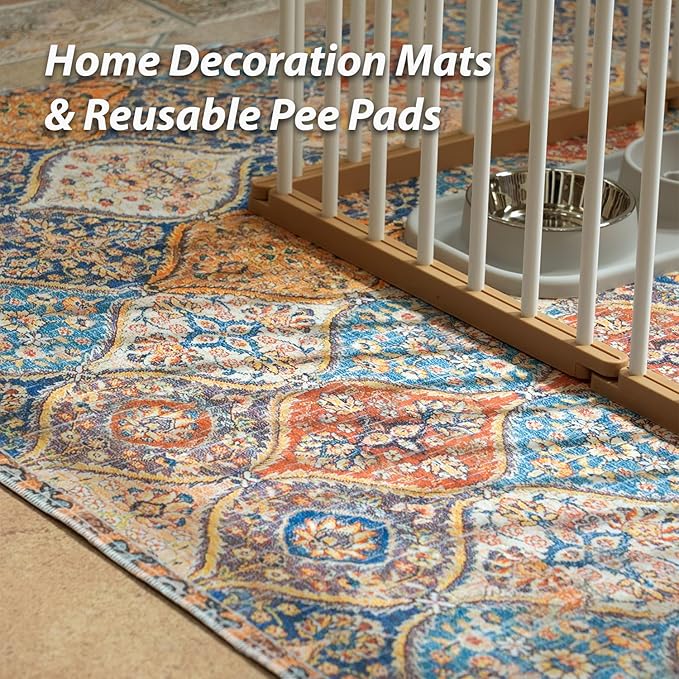 nunubaby 4PACK Washable Guinea Pig Pee Pads, Stylish, Non-Slip and Leak-Proof Pee Pads. Reusable Potty Pads for Dogs for Small Animal Guinea Pigs Rabbit.(Cream/Multi, 24" x48")