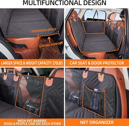YJGF Back Seat Extender,Dog Seat Cover for Back Seat,Hard Bottom Car Seat Cover for Dogs,Dog Hammock for Car,Back Seat Pet Cover for Dogs(Black,for Car/SUV/Small Truck)