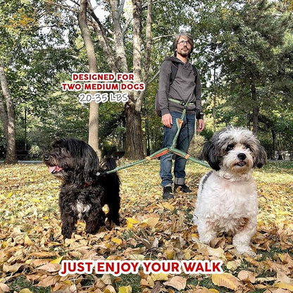 Pet Dreamland Exquisite Double Dog Leash Coupler with Tangle-Free Swivel. Premium & Versatile Attachment for Walking Two Dogs. You Will Absolutely Love This Amazing Dual Dog Coupler (Khaki & Orange)