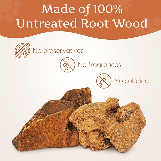 Wildfang® Briar Wood Chewing Root, Medium - Splinter Free Wood Dog Chew Toys for Aggressive Chewer, Odorless Natural Teething Toys Dogs Dental Health, Healthy Gums (for Dogs 33-55 lbs), Pack of 3