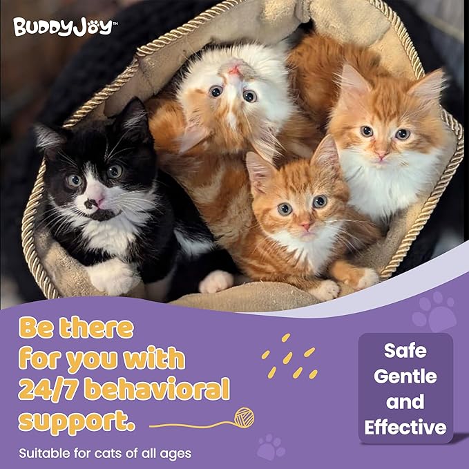 BUDDYJOY Cat Calming Diffuser Refills – Long-Lasting 30-Day Formula, Cat Pheromones Calming Diffuser for Stress Relief, Relaxation, and Anxiety Reduction, Easy to Use – (3 Diffusers + 3 Refills)