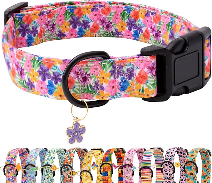 Faygarsle Dog Collar for Small Medium Large Dogs Cute Puppy Collars for Female Dogs Floral Patterned Pet Collars for Summer Spring Wedding Puppy Necklace Girl Dog Collar XS