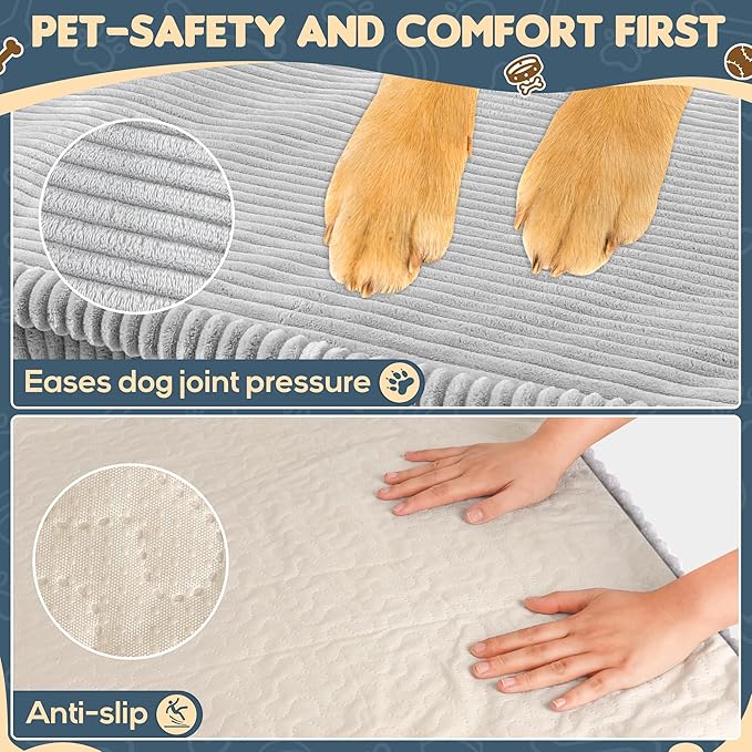 Dog Car Bed, Non-Slip Backseat Extender Pet Mat, Removable Washable Dog Bed for SUVs, Sedans & Trucks, Anti-Slip Travel Bed for Dogs, Easy Clean & Scratch-Proof & Comfort Light Gray（56"x28.7"