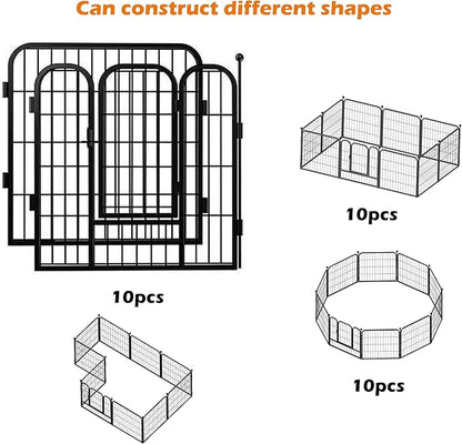 FOUWICK Dog Playpen Designed for Dogs, 32 inch 10 Panels.Perfect Dog Pen for Camping, Yard, RV, Garden Fence, Black (Black, 32inch, 10)