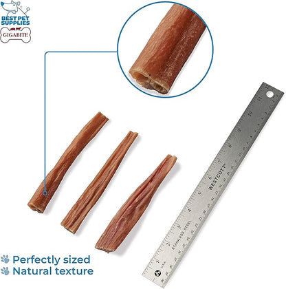 GigaBite Single Ingredient All Natural Free Range Bully Treats and Chews - Bully Sticks/Bladder Sticks/Beef Esophagus by Best Pet Supplies - Bladder Sticks (6 Inch), Pack of 25