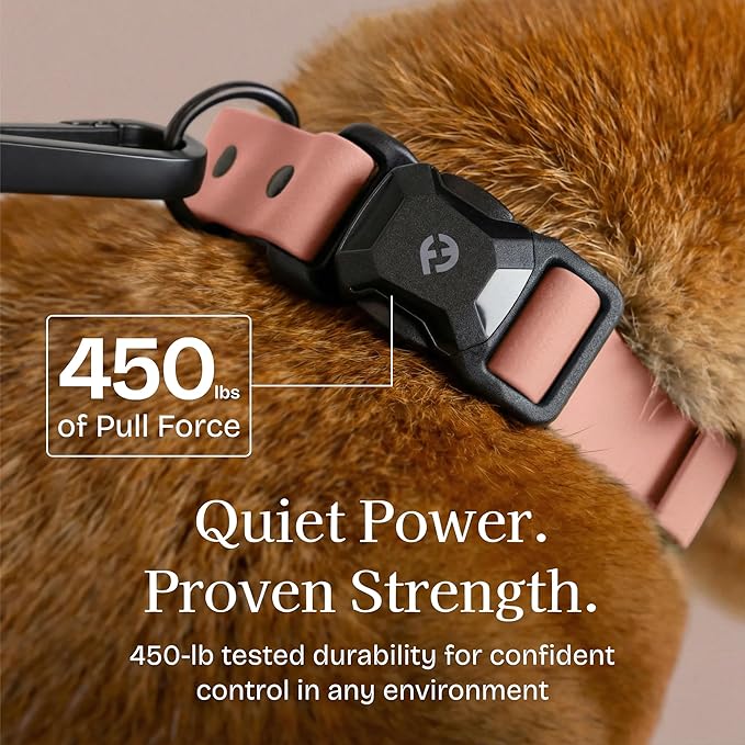 2026 New Edition, Fei & Eve PVC MagEase Dog Collar - Patented Magnetic Buckles | Fur-Safe | 450LB Escape-Proof | Adjustable Fit | Medium (Blush)
