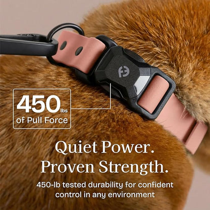 2026 New Edition, Fei & Eve PVC MagEase Dog Collar - Patented Magnetic Buckles | Fur-Safe | 450LB Escape-Proof | Adjustable Fit | Large (Blush)