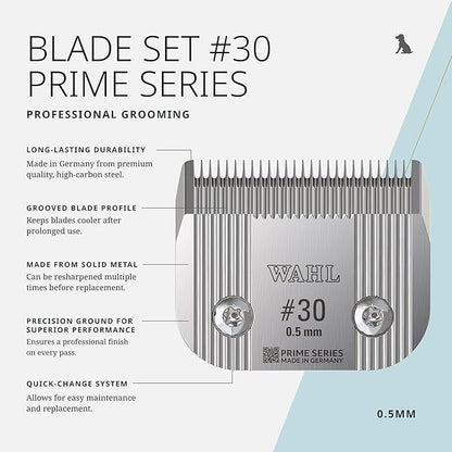 Wahl Pro Animal Prime Series Blades - Professional Fine Tooth Pet Clipper for Horse, Cat & Dog Grooming - Made from High-Carbon Steel - #30, 0.5mm