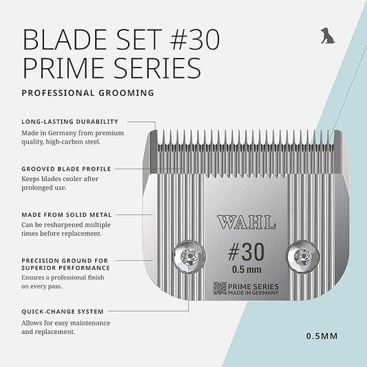 Wahl Pro Animal Prime Series Blades - Professional Fine Tooth Pet Clipper for Horse, Cat & Dog Grooming - Made from High-Carbon Steel - #30, 0.5mm