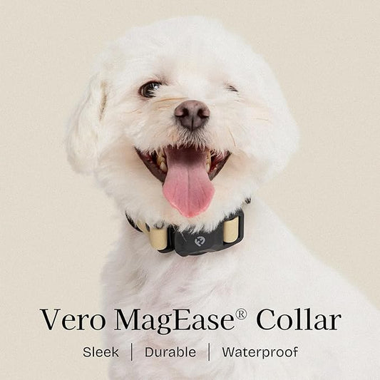 2026 New Edition, Fei & Eve PVC MagEase Dog Collar - Patented Magnetic Buckles | Fur-Safe | 450LB Escape-Proof | Adjustable Fit | Small (Champagne)