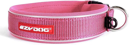 EzyDog Neo Dog Collar - Waterproof & Reflective Dog Collar with Soft Padded Neoprene for Comfort & Durable Nylon – Features Quick Release Buckle and Built-in ID Clip (Small, Pink)