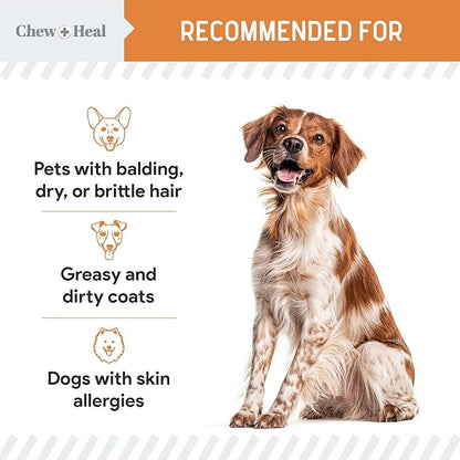 Wild Caught Omega 3 Fish Oil for Dogs - 180 Softgel Capsules for Healthy Skin and Coat - 300 mg Mini Dog Fish Oil Pills for Shedding, Dry Itching Skin, and Hot Spots - Pet Omega Salmon Supplement