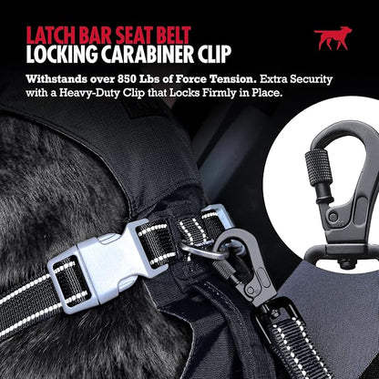 Tuff Pupper Dog Car Safety Belt | Adjustable 16–26" Latch Hook Seatbelt Restraint for Dogs | Heavy-Duty Nylon Webbing, All-Metal Hardware & 360° Swivel Carabiner | Universal Fit for Cars, Trucks & SUV
