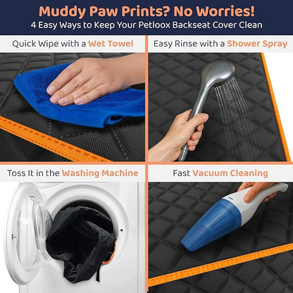 Petloox XL Dog Car Seat Cover for Back Seat, Waterproof Hammock for Car, SUV & Truck, Non-Slip Backseat Cover for Dogs, Heavy-Duty Dog Hammock Style Seat Protector Pets, Easy to Install & Clean