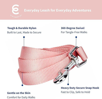 Blueberry Pet Essentials Baby Pink Dog Leash for Large - 4' * 1" Dogs | Heavy Duty Nylon Lead | Lightweight Puppy & Cat Leash for Walking & Training