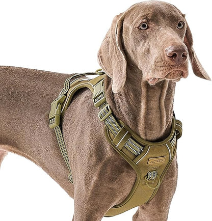 Adjustable No-Pull Reflective Soft Inescapable Dog Vest Harness for Big Dog Breeds, Siberian Husky Labrador Golden Retriever, Breathable Oxford Material, Front Leash Clip Control, L
