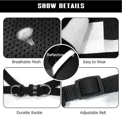 FEimaX Dog Harness and Leash Set for Walking, Soft Mesh Adjustable Easy Control Lightweight Cat Vest Harnesses with Reflective Strips, Escape Proof Small Dogs Cats Vests