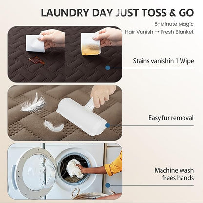 gogobunny 100% Double Sided Waterproof Dog Blanket Soft Pet Bed Cover Reversible Protect Furniture Couch Sofa Car for Puppy Cat (Dark Coffee/Light Coffee, 82x102 Inch (Pack of 1))