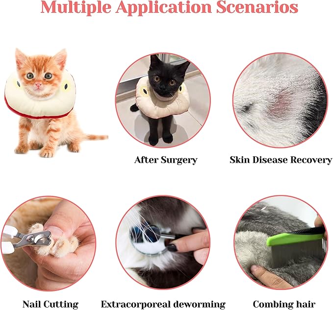 Jevnd Kitten Cones After Surgery 0-6 Months, Donut Extra Small Kitten Cone Collar Soft to Stop Licking Neck, Elizabethan e Collar for Recovery, xs Small Cat Cone Spray, Pet Soft Cone for Cats Apple S