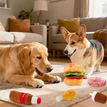 Large Dog Toy Set, 5-Pack Stuffed Dogs Chew Toys, Durable Plush Dog Toy, Dogs Squeaky Toys for All Breed