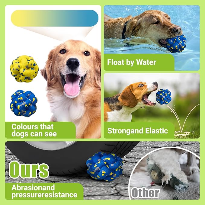 Moonorange Upgrade Dog Balls Interactive Toys for Aggressive Chewers, Indestructible Tennis Durable Bouncy for Fetch Game, Lightweight Floating, 4pcs