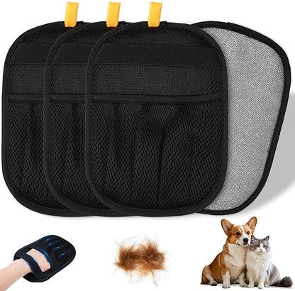 3/4PCS Pet Hair Removal Glove for Cats & Dogs,Upgraded Five-Finger Electrostatic Pet Hair Remover Glove, Reusable Magic Brush Pet Hair Removal Tool for Laundry, Couch, Carpet & Car Seat (black 4pcs)