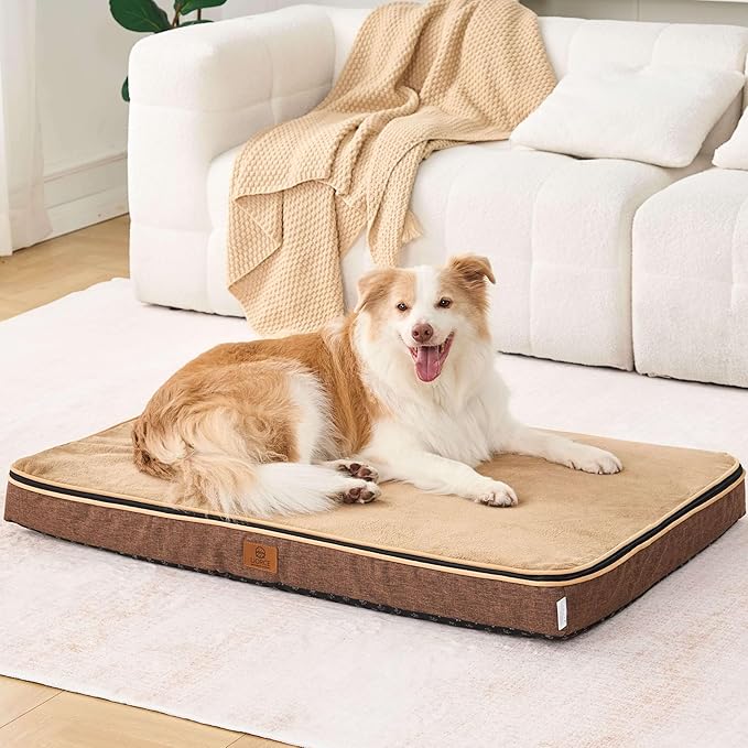 LIORCE Memory Foam XL Dog Bed - 4” Thick Orthopedic Beds for Extra Large Dogs - Waterproof Dog Bed with Removable Washable Cover & Wrap-Around Zipper - Ultimate Comfort and Easy Maintenance