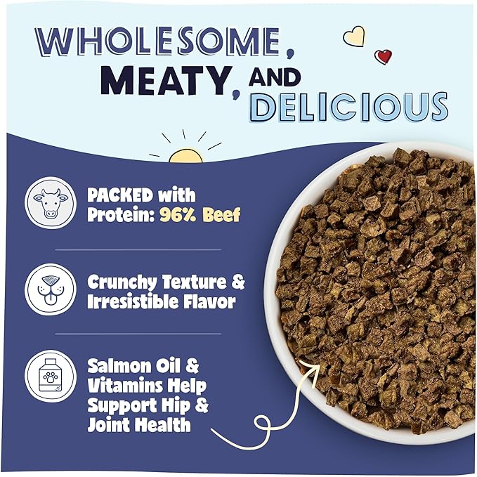 Pawstruck Air Dried Dog Food with Real Beef, Grain-Free, Made in USA, Non-GMO & Vet Recommended, High Protein Limited Ingredient Full-Feed for All Breeds & Ages, 2lb Bag