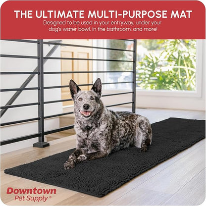 My Doggy Place Dog Mud Mat, 96" x 24" Charcoal – Thick Microfiber Entry Rug for Snow, Mud & Salt – Absorbent, Quick-Dry, Washer-Safe & Non-Slip, XX-Large