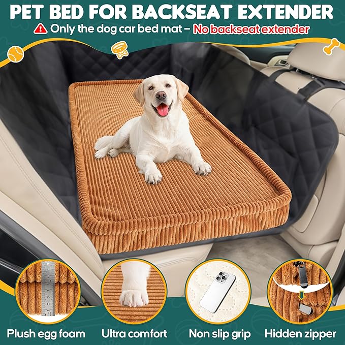 Dog Car Bed, Non-Slip Backseat Extender Pet Mat, Removable Washable Dog Bed for SUVs, Sedans & Trucks, Anti-Slip Travel Bed for Dogs, Easy Clean & Scratch-Proof & Comfort XL (56" Lx28.7 M×2" H)