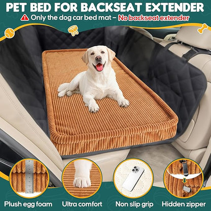 Dog Car Bed, Non-Slip Backseat Extender Pet Mat, Removable Washable Dog Bed for SUVs, Sedans & Trucks, Anti-Slip Travel Bed for Dogs, Easy Clean & Scratch-Proof & Comfort (Medium (50"L×24.6"W×2"H))