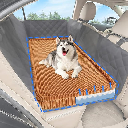Dog Car Bed, Non-Slip Backseat Extender Pet Mat, Removable Washable Dog Bed for SUVs, Sedans & Trucks, Anti-Slip Travel Bed for Dogs, Easy Clean & Scratch-Proof & Comfort XL (56" Lx28.7 M×2" H)