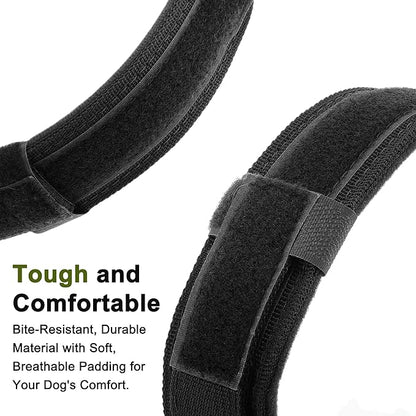 Dog Collar, Waterproof Tactical Dog Collar with Control Handle and Zinc Alloy Buckle, Pet Collar for AirTag, Medium Large Dogs, Medium, Black (Includes Screwdriver Accessories)