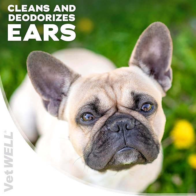 VetWELL Ear Cleaner for Dogs and Cats - Otic Rinse for Infections and Controlling Ear Infections and Odor in Pets - 8 oz (Sweet Pea Vanilla)