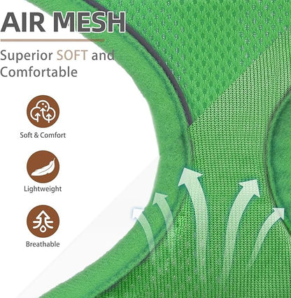 PUPTECK Soft Mesh Dog Harness and Leash Set Pet Puppy Cat Comfort Padded Vest No Pull Harnesses, Solid Green, M