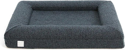 Bluewater Dog Luxury Boucle Orthopedic Memory Foam Dog Bed with Waterproof Liner and Machine Washable Cover with YKK Zippers (Medium, 37" L x 30" W x 6" Th, Ocean Blue)