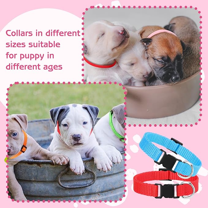 36 Pcs Puppy Collar and Leash Set, Adjustable Colorful Dog Collar and Leash Quick Release Clip Buckle Puppy Collars Whelping Collar for Small Medium Dogs Walking Training