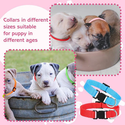 36 Pcs Puppy Collar and Leash Set, Adjustable Colorful Dog Collar and Leash Quick Release Clip Buckle Puppy Collars Whelping Collar for Small Medium Dogs Walking Training