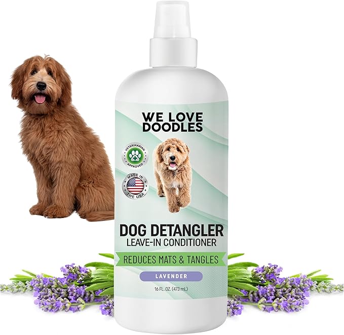 [Upgraded Version] We Love Doodles Dog Detangler Spray - Leave-in Conditioner for Dogs - Dog Detangling Spray - Dematting Spray for Dogs - Tangle Remover - Made in The USA - Large 16 fl oz (Lavender)