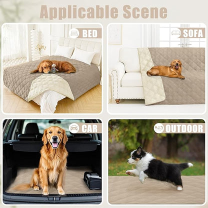 Smiry Waterproof Dog Bed Cover Blanket 40x70, Soft Reversible Pet Blanket, Washable Leakproof Cats Dogs Couch Cover for Sofa, Couch, Furniture, Lattice, Taupe/Beige