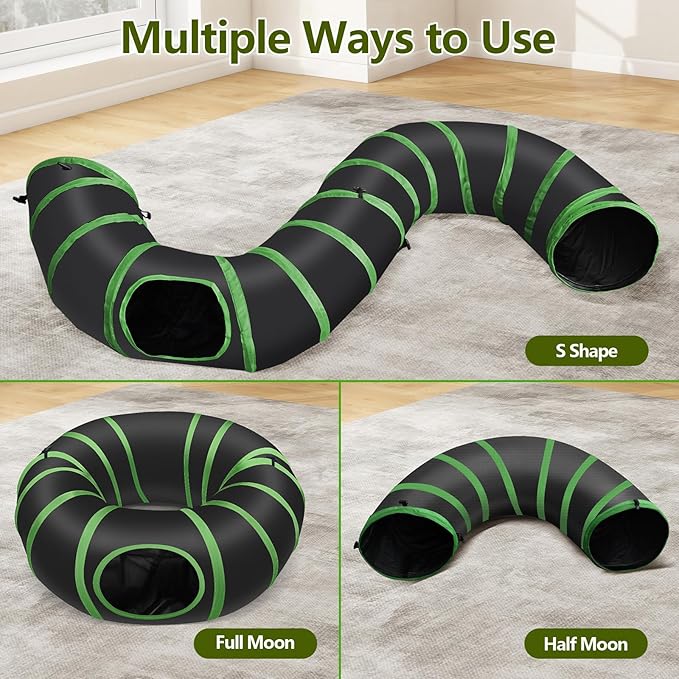 Interactive Cat Toy with Motorized Ball & Collapsible Tunnel - Fast Rolling Motion-Activated, Hide & Seek Puzzle Game for Indoor Adult Cats & Kittens, Stimulating Hunting Self Play Boredom Buster