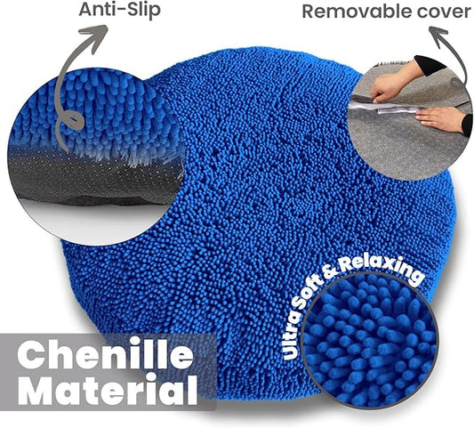 Muddy Mat® Cloud K-9 Bed for Dogs & Cats, Soft & Relaxing Donut Dog Bed, Chenille Material, Removable Cover, Washable & Dryer Safe–Navy Blue Large(40'x40')